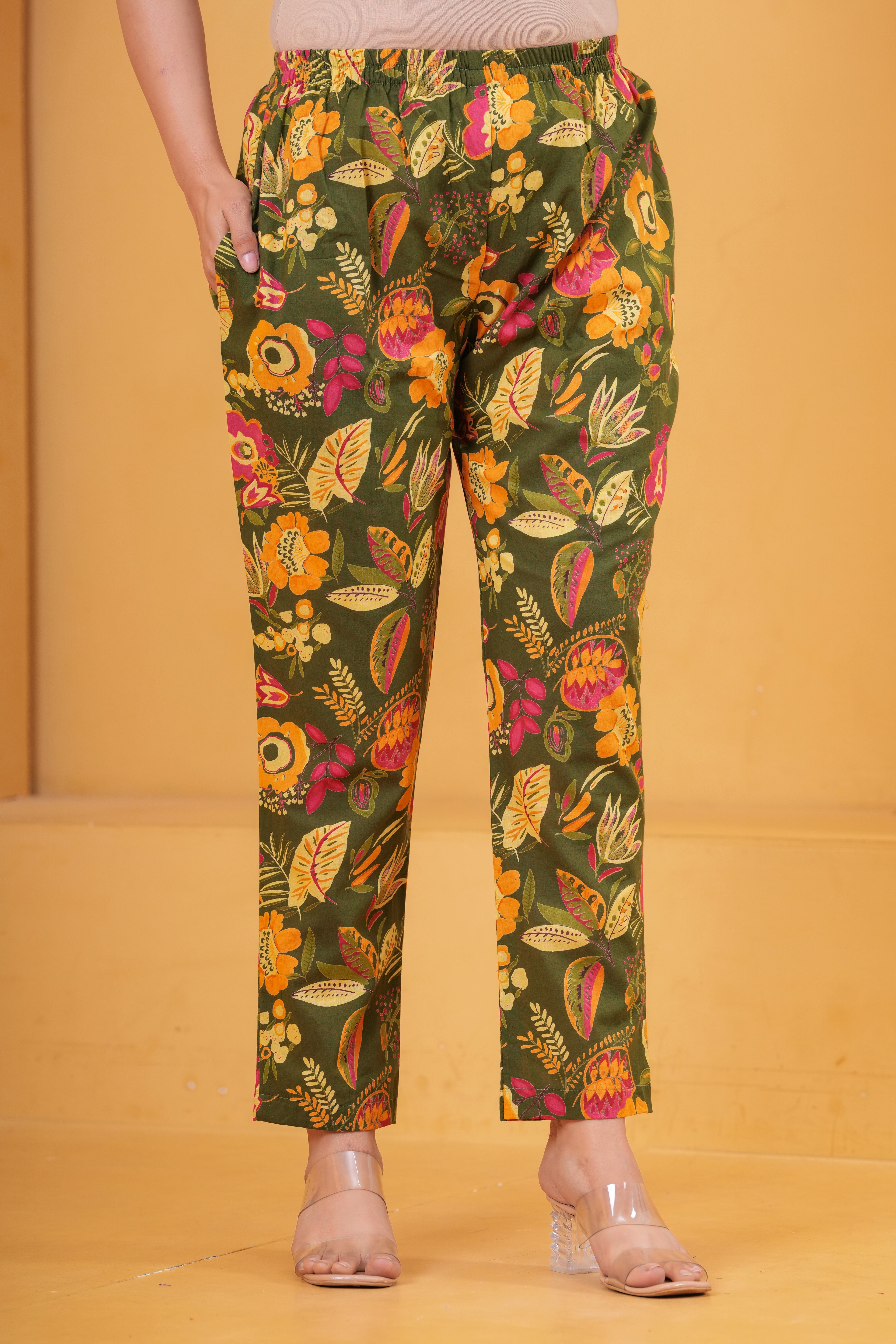 Olive Garden Floral Cotton Maternity Cord Set with Double Side Zippers